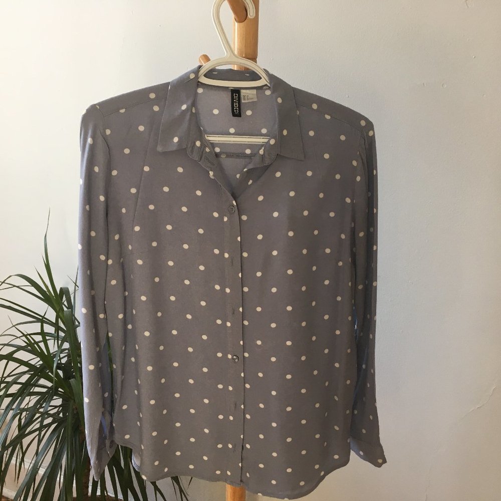 Blue polka dots button down shirt